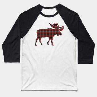 Red Plaid Moose Baseball T-Shirt